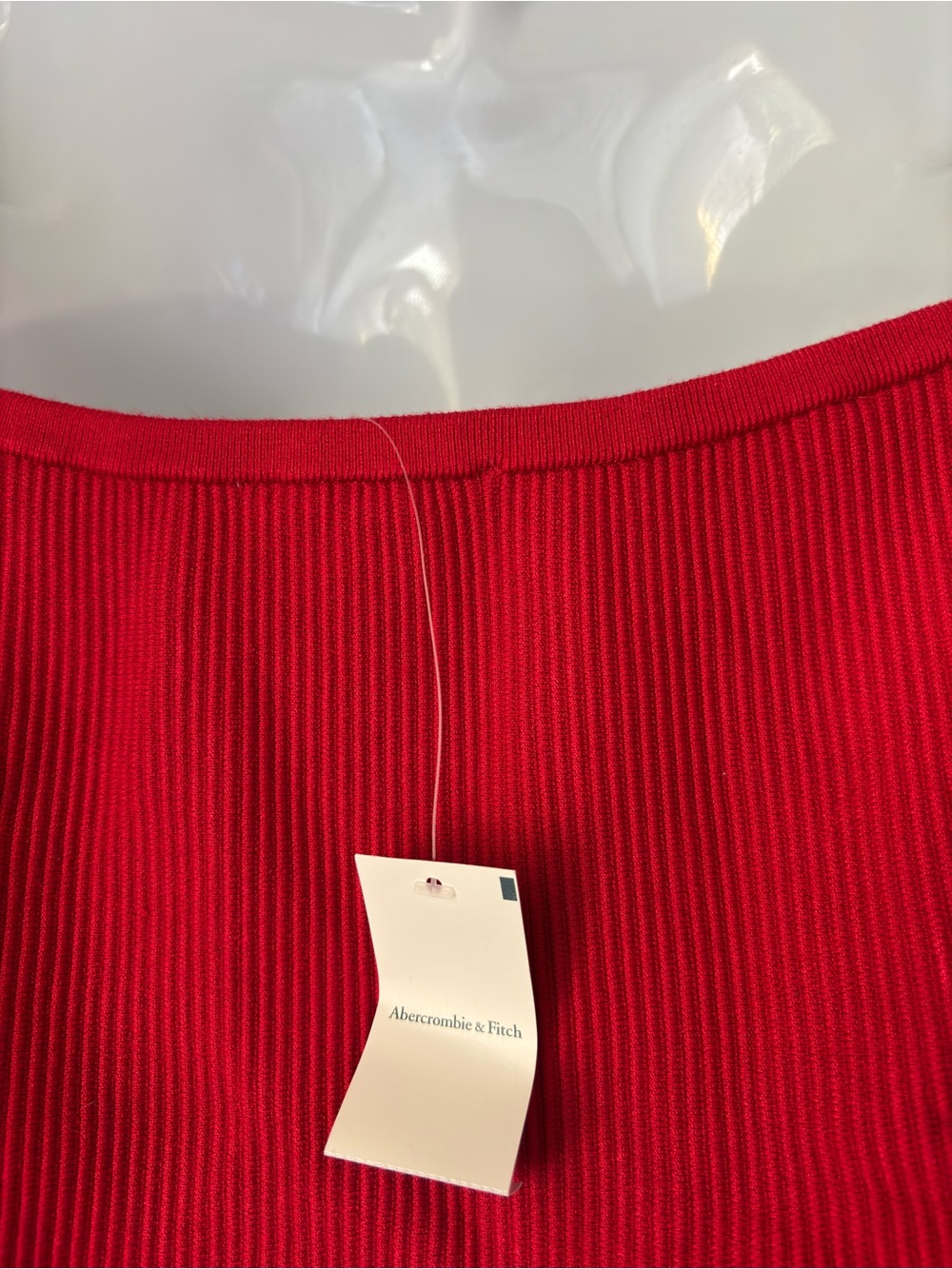 Abercrombie & Fitch Ottoman Button-Front Tube Top Size Medium NEW Red Ribbed - Picture 7 of 12